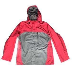 Alpine Design Hooded Nylon Jacket Parker Men's Size Large Red And Gray Gorpcore
